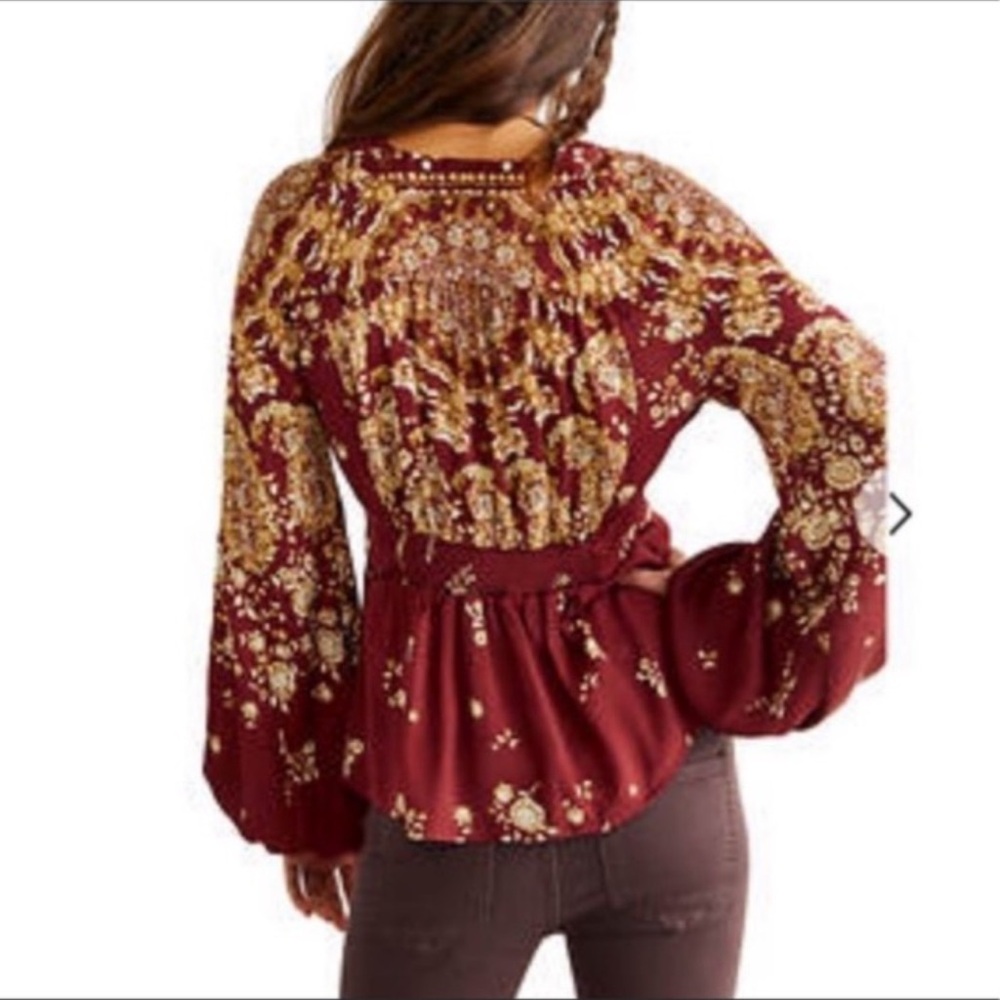 Free People RUN FREE maroon red TUNIC TOP NWT sz XS - Picture 4 of 12